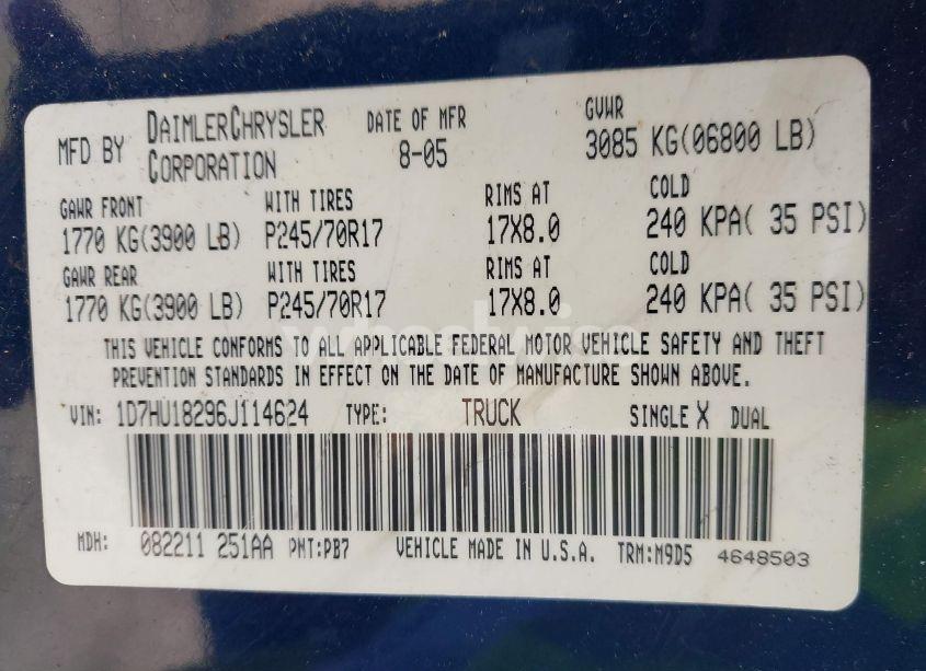 Photo 9 of 2006 Dodge Ram 1500 SLT (VIN 1D7HU18296J114624)