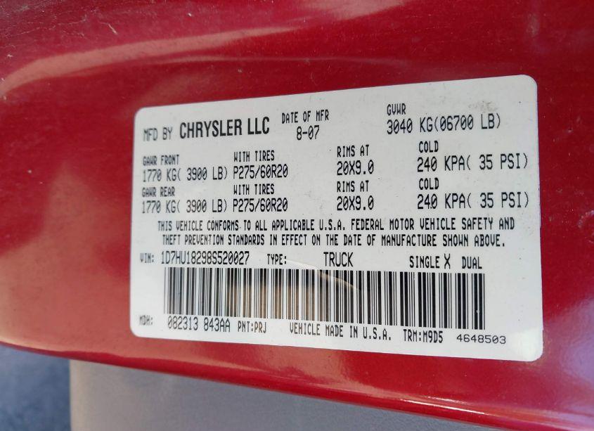 Photo 9 of 2008 Dodge Ram 1500 SLT (VIN 1D7HU18298S520027)