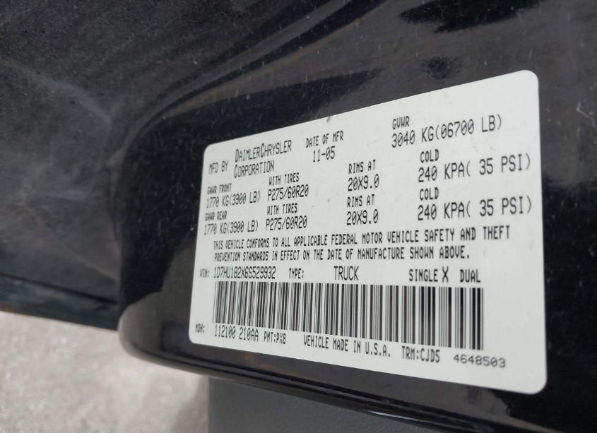 Photo 9 of 2006 Dodge Ram 1500 SLT/TRX4 OFF ROAD/SPORT (VIN 1D7HU182X6S529932)