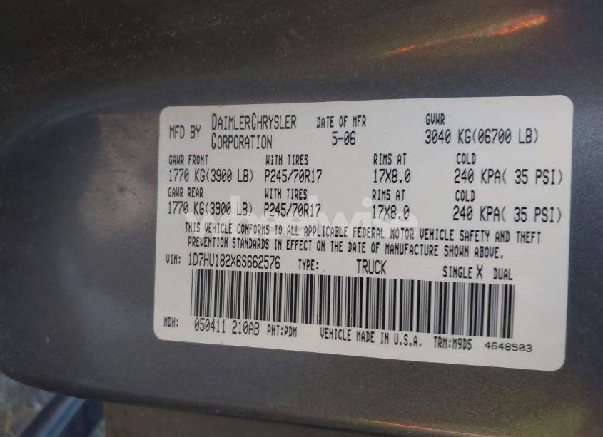 Photo 9 of 2006 Dodge Ram 1500 SLT/TRX4 OFF ROAD/SPORT (VIN 1D7HU182X6S662576)