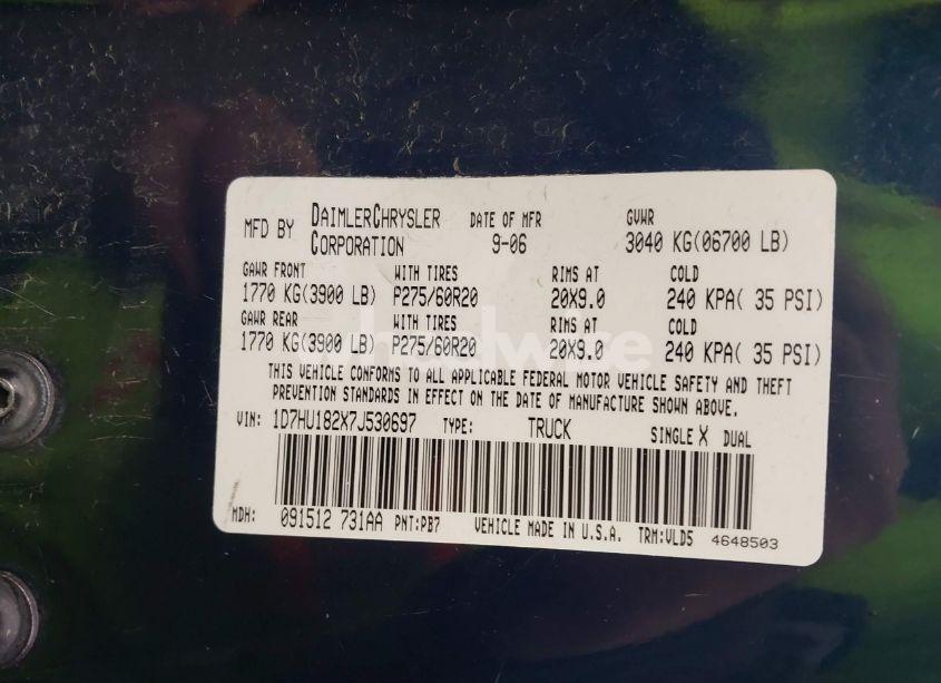 Photo 9 of 2007 Dodge Ram 1500 LARAMIE (VIN 1D7HU182X7J530697)