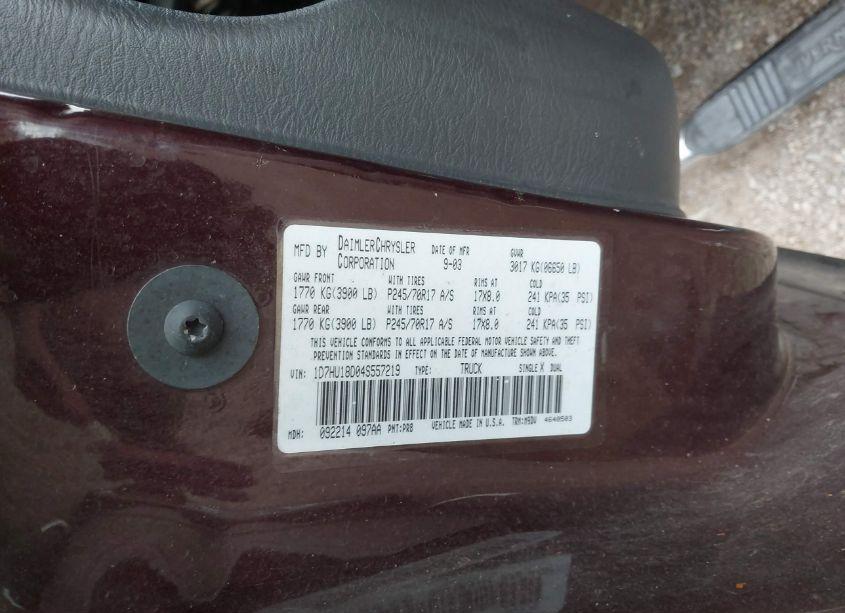 Photo 9 of 2004 Dodge Ram 1500 SLT/LARAMIE (VIN 1D7HU18D04S557219)