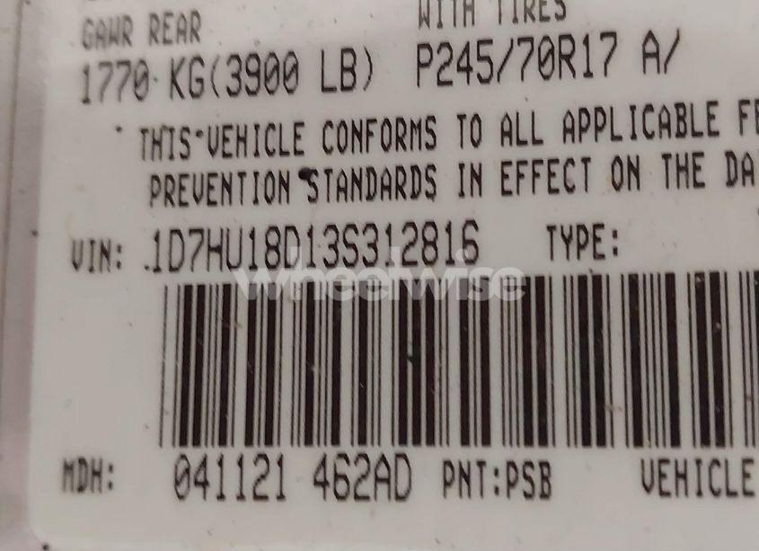 Photo 9 of 2003 Dodge Ram 1500 SLT/LARAMIE/ST (VIN 1D7HU18D13S312816)