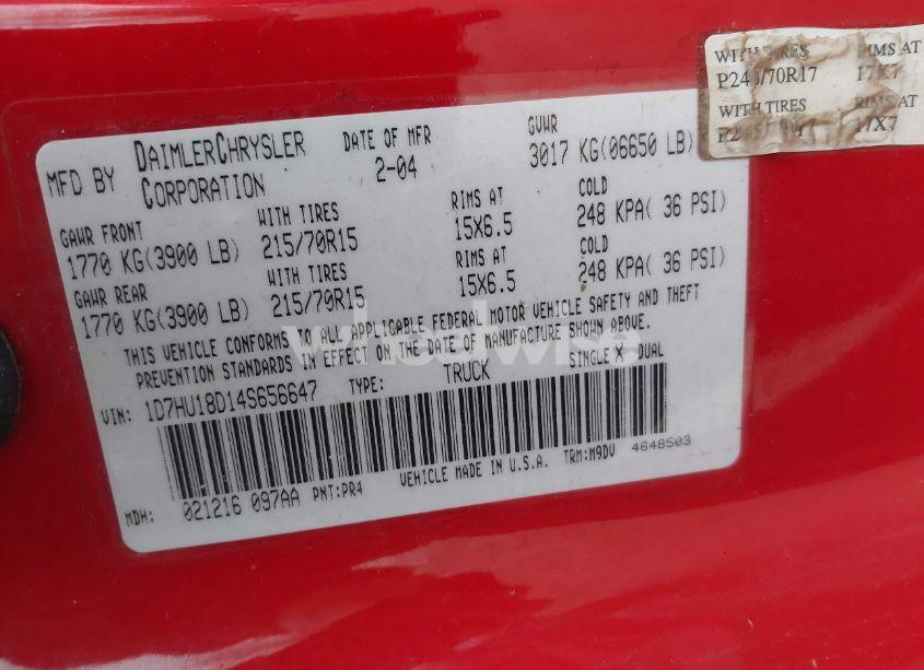 Photo 9 of 2004 Dodge Ram 1500 SLT/LARAMIE (VIN 1D7HU18D14S656647)