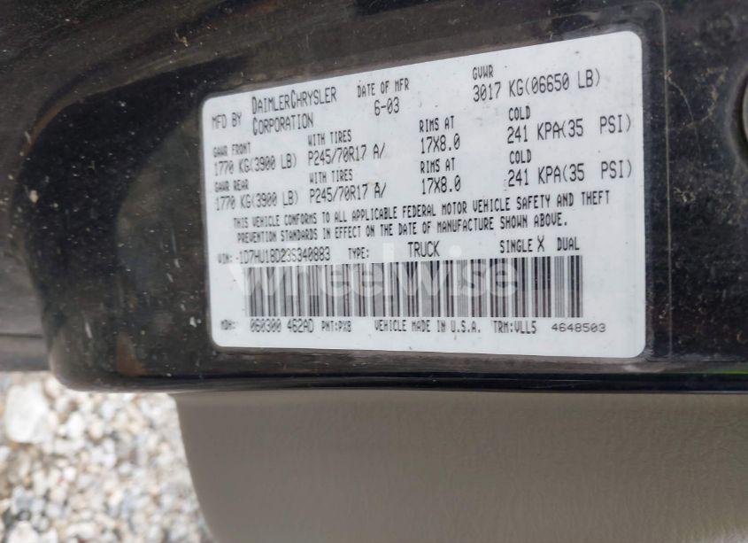 Photo 9 of 2003 Dodge Ram 1500 SLT/LARAMIE/ST (VIN 1D7HU18D23S340883)