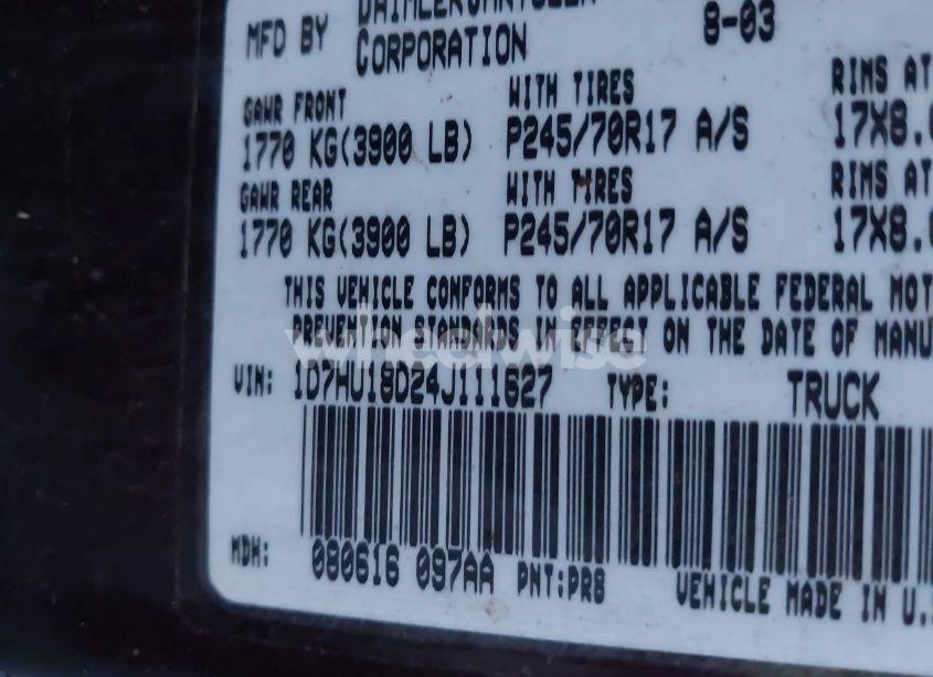 Photo 9 of 2004 Dodge Ram 1500 SLT/LARAMIE (VIN 1D7HU18D24J111627)