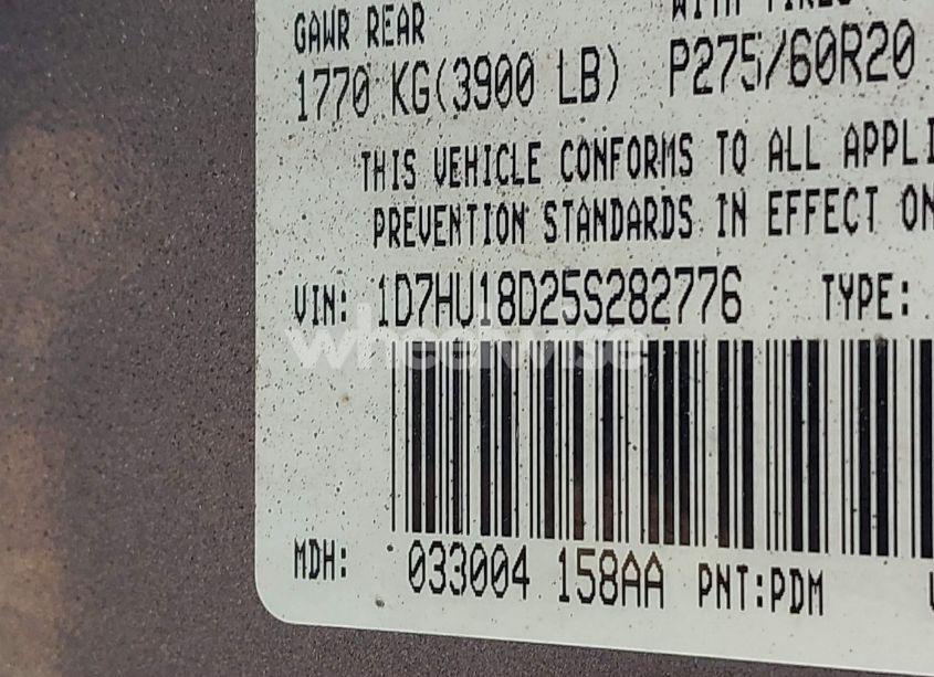 Photo 9 of 2005 Dodge Ram 1500 SLT/LARAMIE (VIN 1D7HU18D25S282776)