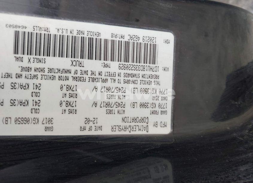 Photo 9 of 2003 Dodge Ram 1500 SLT/LARAMIE/ST (VIN 1D7HU18D33S220929)