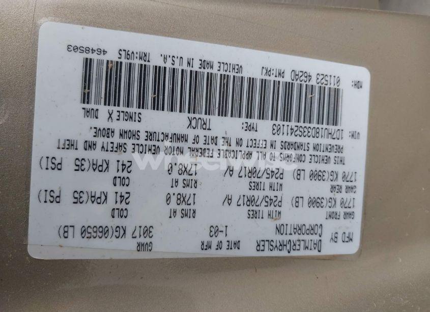 Photo 9 of 2003 Dodge Ram 1500 SLT/LARAMIE/ST (VIN 1D7HU18D33S241103)