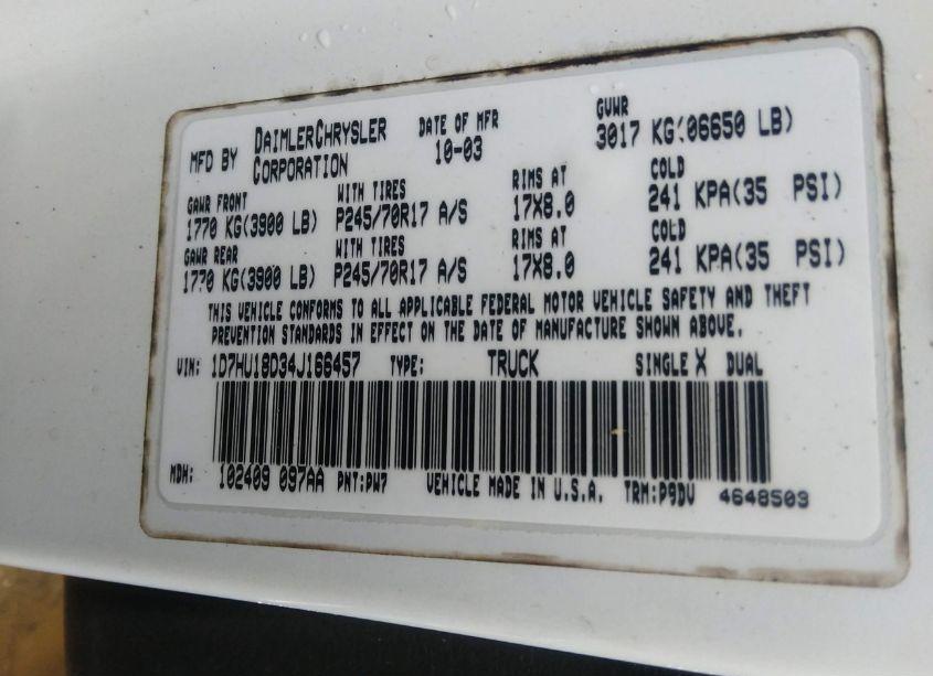 Photo 9 of 2004 Dodge Ram 1500 ST (VIN 1D7HU18D34J166457)