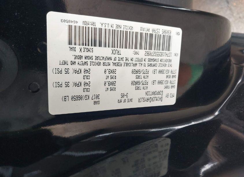 Photo 9 of 2005 Dodge Ram 1500 SLT/LARAMIE (VIN 1D7HU18D55S270962)