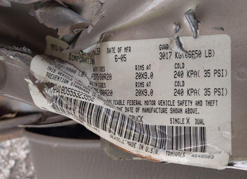 Photo 9 of 2005 Dodge Ram 1500 SLT/LARAMIE (VIN 1D7HU18D55S323952)