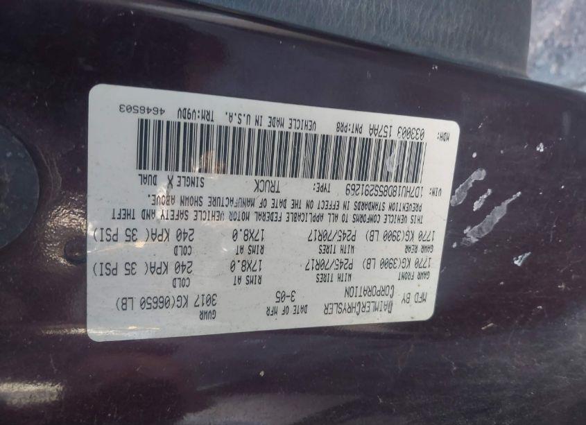 Photo 9 of 2005 Dodge Ram 1500 SLT/LARAMIE (VIN 1D7HU18D85S291269)