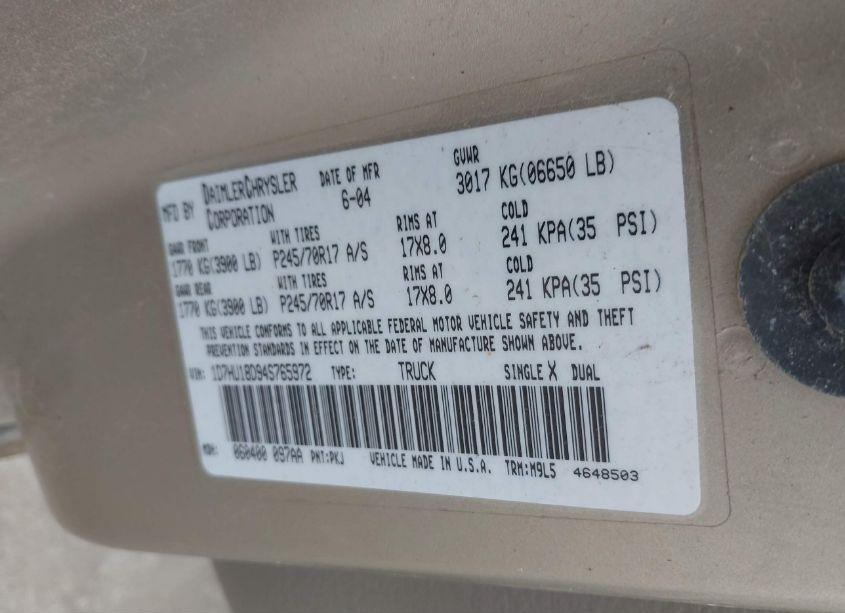 Photo 9 of 2004 Dodge Ram 1500 (VIN 1D7HU18D94S765972)