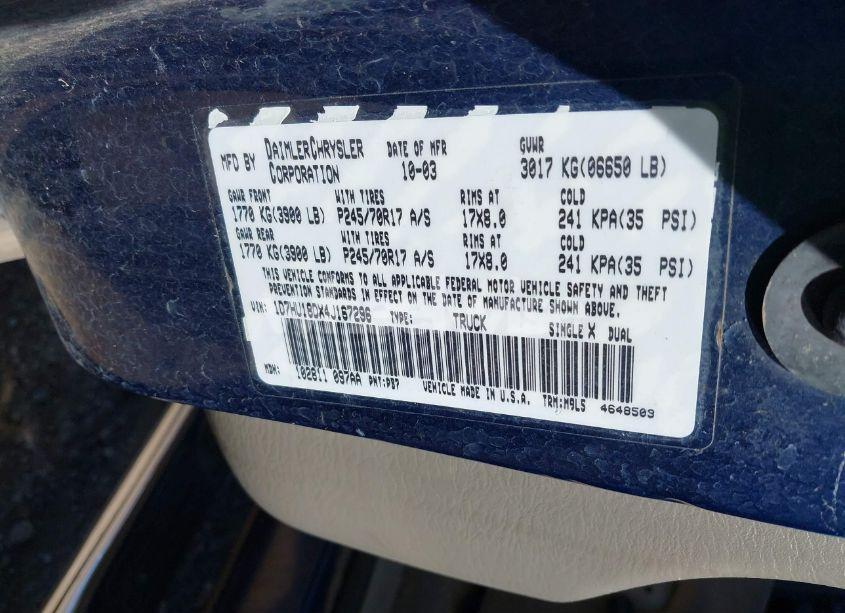 Photo 9 of 2004 Dodge Ram 1500 SLT/LARAMIE (VIN 1D7HU18DX4J167296)