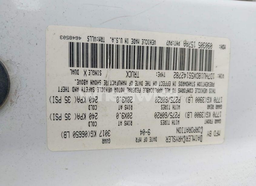 Photo 9 of 2005 Dodge Ram 1500 SLT/LARAMIE (VIN 1D7HU18DX5S142782)
