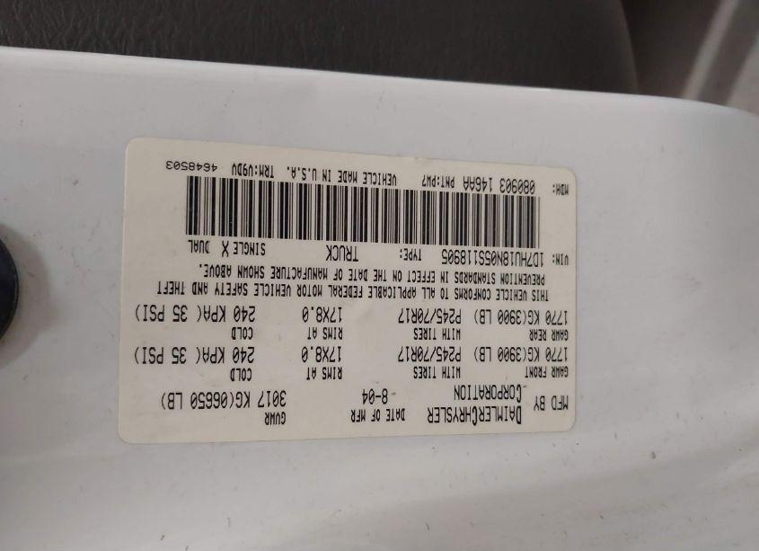 Photo 9 of 2005 Dodge Ram 1500 SLT/LARAMIE (VIN 1D7HU18N05S118905)