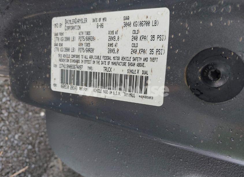 Photo 9 of 2006 Dodge Ram 1500 SLT/TRX4 OFF ROAD/SPORT (VIN 1D7HU18N06S674097)