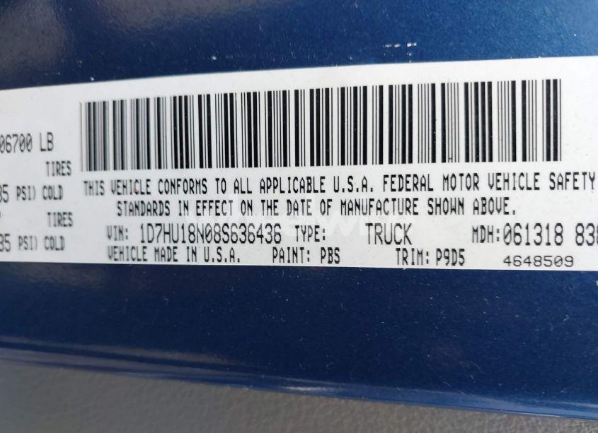 Photo 9 of 2008 Dodge Ram 1500 ST/SXT (VIN 1D7HU18N08S636436)