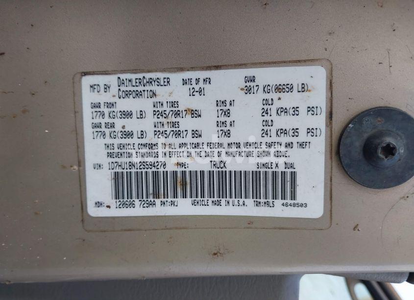 Photo 9 of 2002 Dodge Ram 1500 ST (VIN 1D7HU18N12S594270)