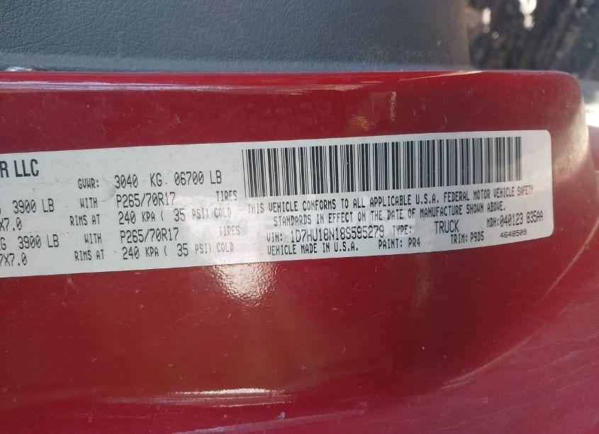 Photo 9 of 2008 Dodge Ram 1500 ST/SXT (VIN 1D7HU18N18S595279)