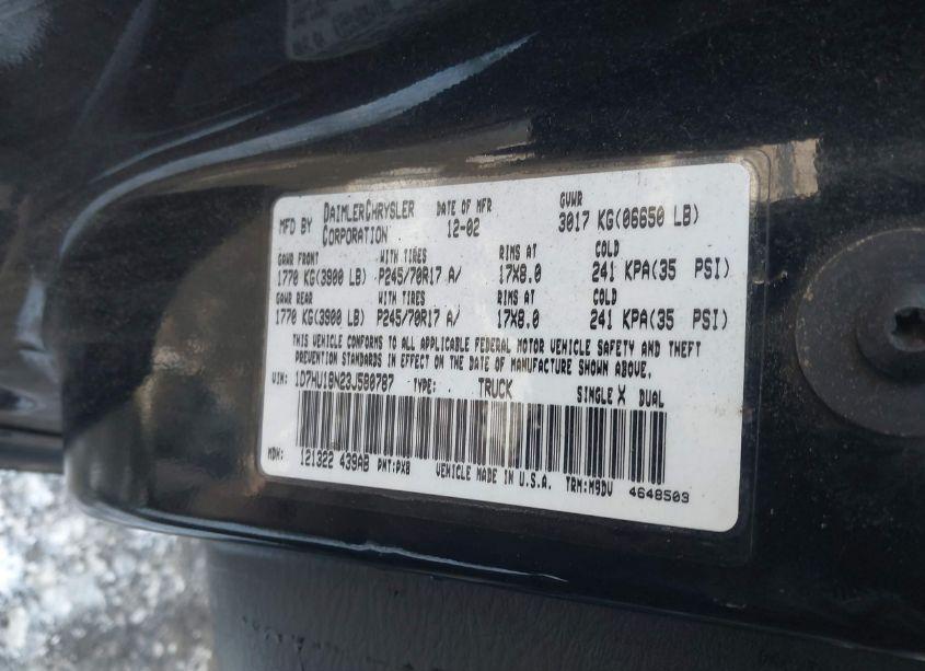 Photo 9 of 2003 Dodge Ram 1500 SLT/LARAMIE/ST (VIN 1D7HU18N23J580787)