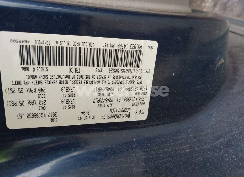 Photo 9 of 2005 Dodge Ram 1500 SLT/LARAMIE (VIN 1D7HU18N25S150934)