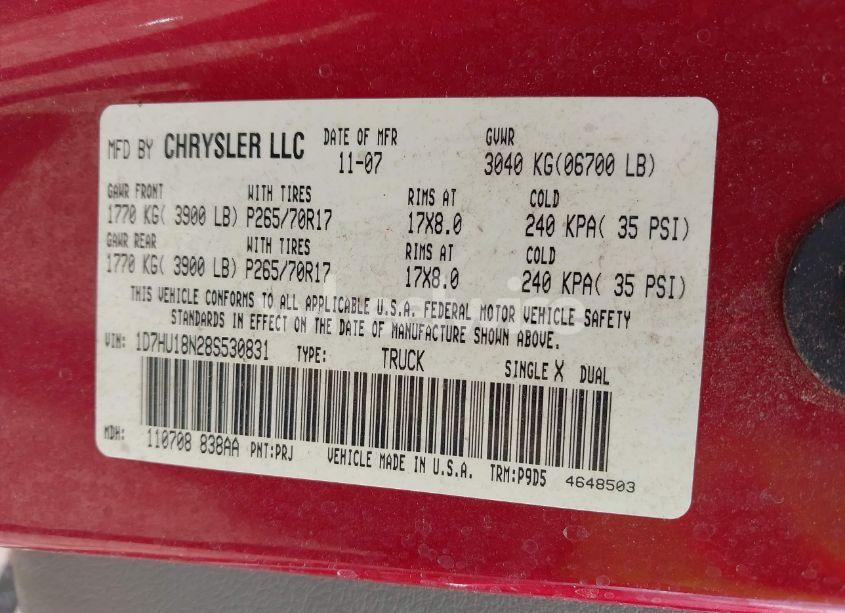 Photo 9 of 2008 Dodge Ram 1500 ST/SXT (VIN 1D7HU18N28S530831)