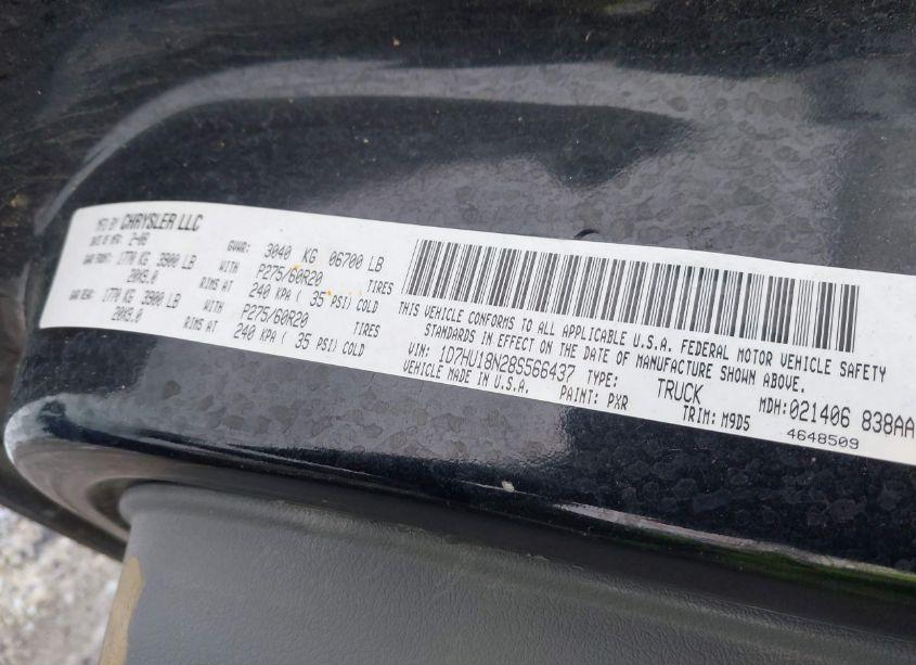 Photo 9 of 2008 Dodge Ram 1500 SLT (VIN 1D7HU18N28S566437)