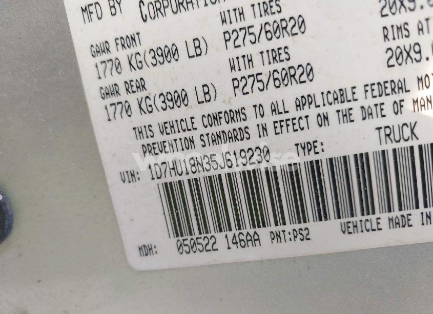 Photo 9 of 2005 Dodge Ram 1500 SLT/LARAMIE (VIN 1D7HU18N35J619230)