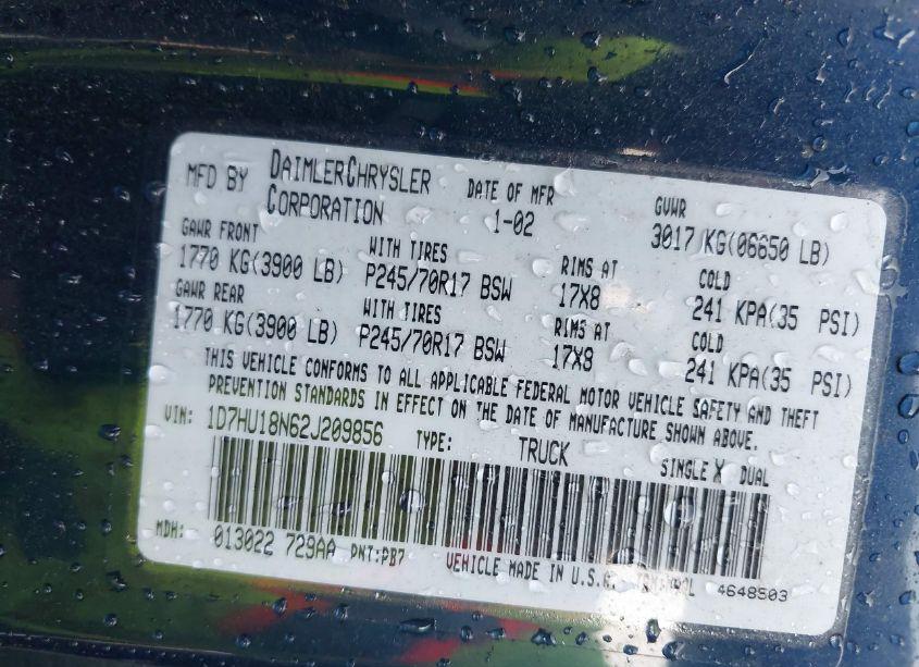 Photo 9 of 2002 Dodge Ram 1500 ST (VIN 1D7HU18N62J209856)