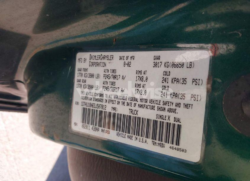 Photo 9 of 2003 Dodge Ram 1500 SLT/LARAMIE/ST (VIN 1D7HU18N63J507812)