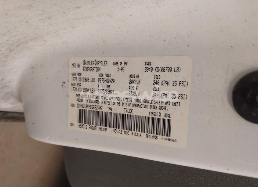 Photo 9 of 2006 Dodge Ram 1500 SLT/TRX4 OFF ROAD/SPORT (VIN 1D7HU18N76S662707)