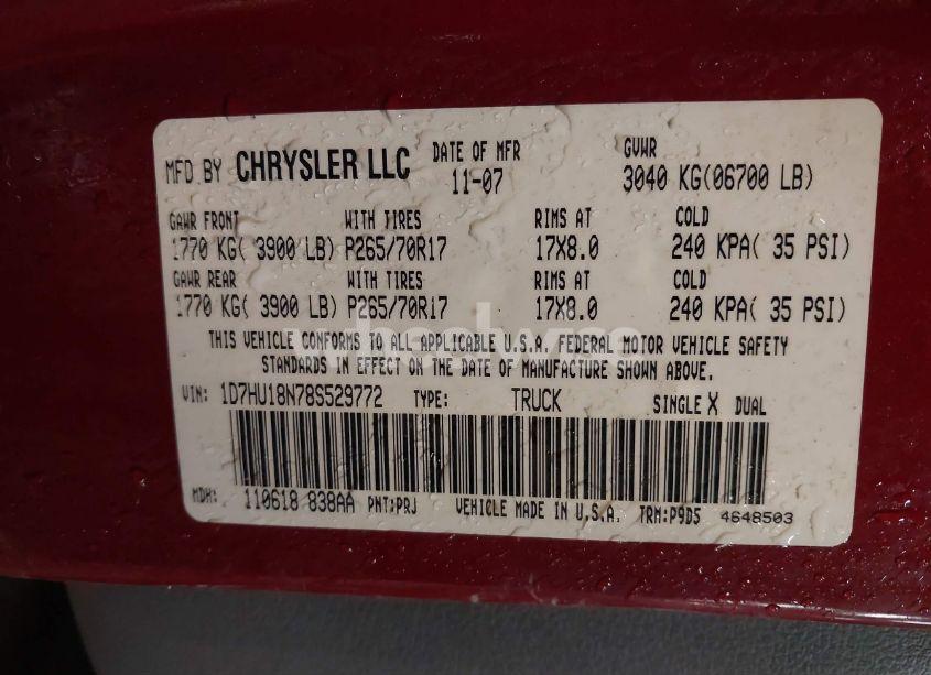 Photo 9 of 2008 Dodge Ram 1500 ST/SXT (VIN 1D7HU18N78S529772)