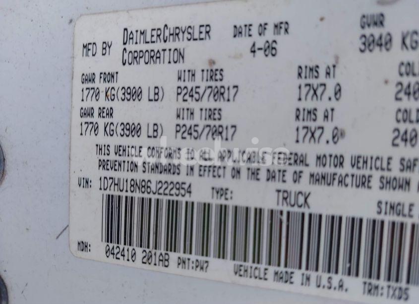 Photo 9 of 2006 Dodge Ram 1500 ST (VIN 1D7HU18N86J222954)