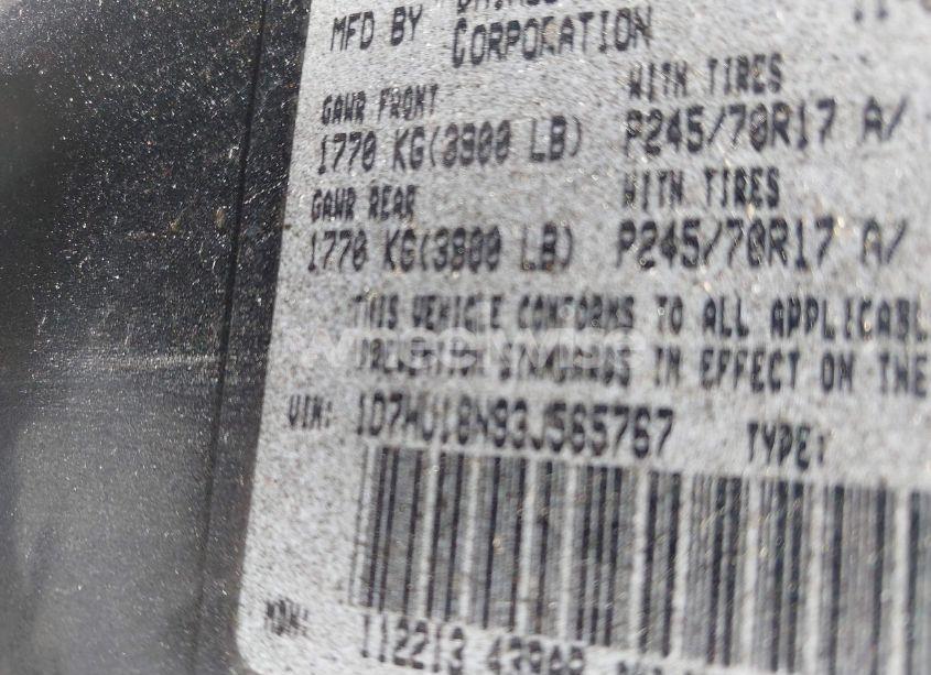 Photo 9 of 2003 Dodge Ram 1500 SLT/LARAMIE/ST (VIN 1D7HU18N93J565767)
