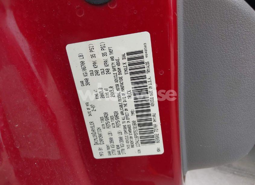 Photo 9 of 2007 Dodge Ram 1500 SLT/TRX4 OFF ROAD/SPORT (VIN 1D7HU18P97S181800)