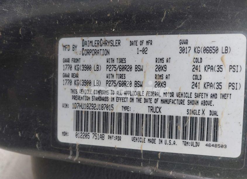 Photo 9 of 2002 Dodge Ram 1500 ST (VIN 1D7HU18Z92J187015)