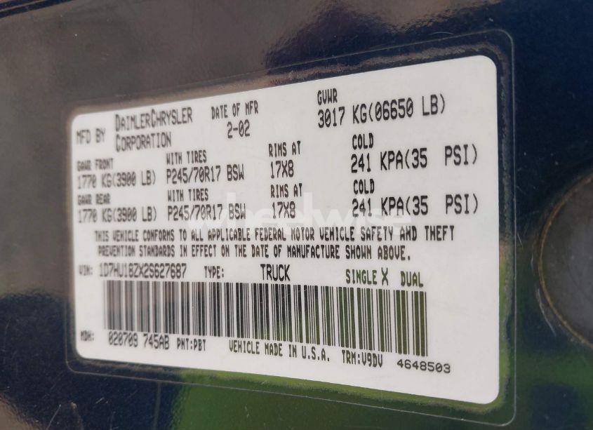 Photo 9 of 2002 Dodge Ram 1500 ST (VIN 1D7HU18ZX2S627687)