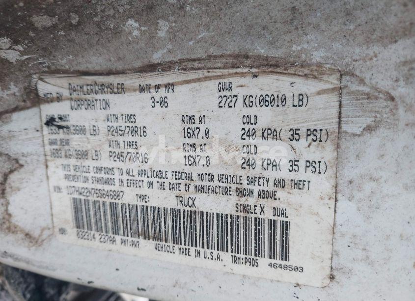 Photo 9 of 2006 Dodge Dakota ST (VIN 1D7HW22N76S646807)