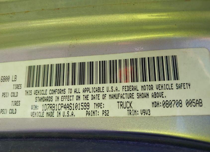 Photo 9 of 2010 Dodge Ram 1500 SLT/SPORT/TRX (VIN 1D7RB1CP4AS101599)