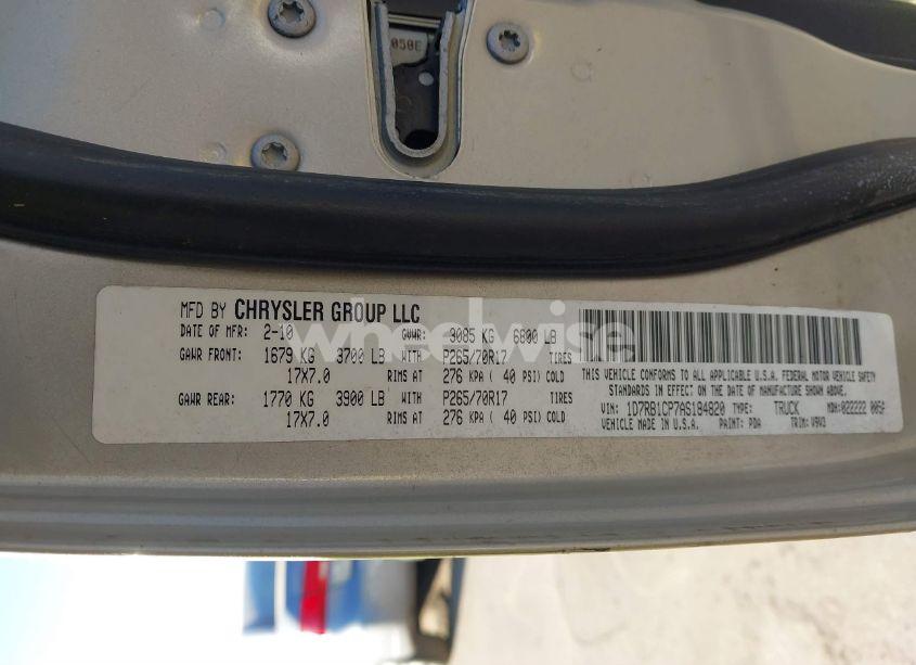 Photo 8 of 2010 Dodge Ram 1500 SLT/SPORT/TRX (VIN 1D7RB1CP7AS184820)