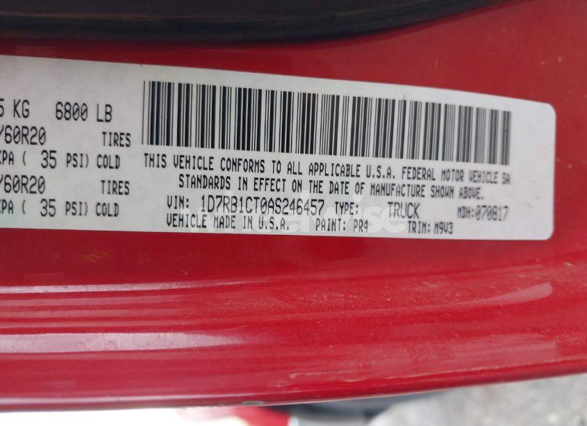 Photo 9 of 2010 Dodge Ram 1500 SLT/SPORT/TRX (VIN 1D7RB1CT0AS246457)