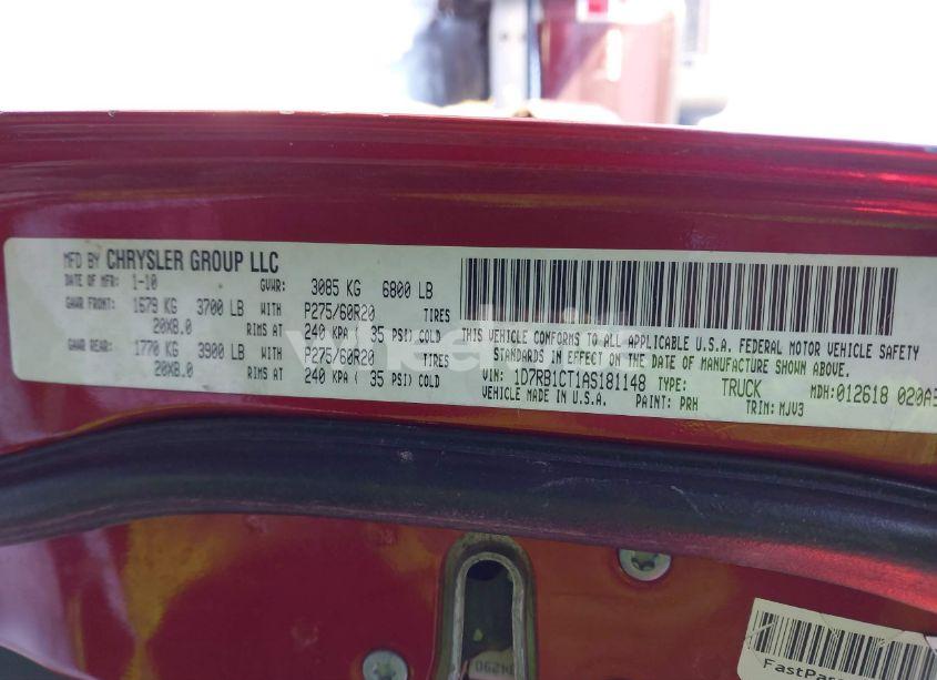 Photo 9 of 2010 Dodge Ram 1500 SLT/SPORT/TRX (VIN 1D7RB1CT1AS181148)