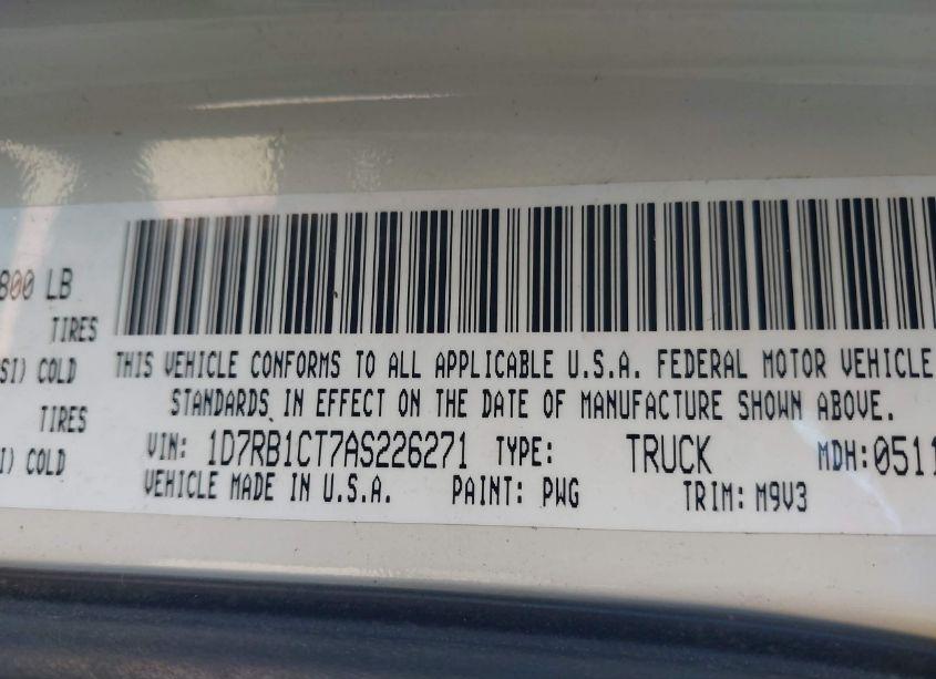 Photo 9 of 2010 Dodge Ram 1500 SLT/SPORT/TRX (VIN 1D7RB1CT7AS226271)