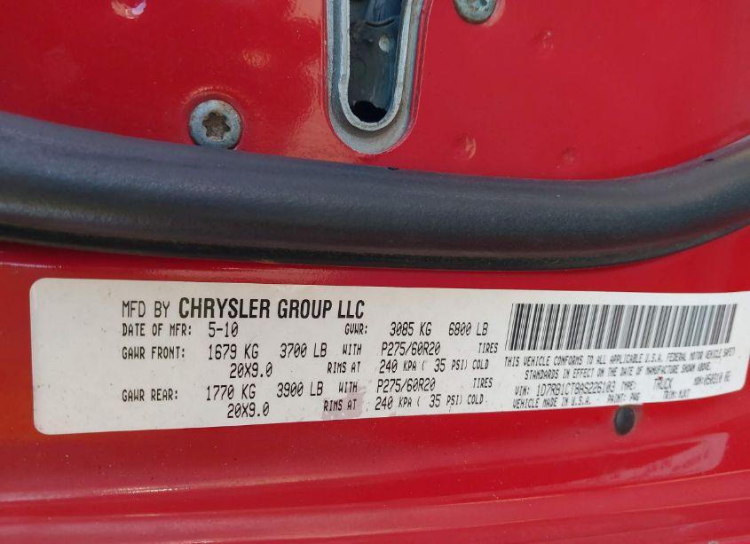 Photo 9 of 2010 Dodge Ram 1500 SLT/SPORT/TRX (VIN 1D7RB1CT8AS226103)