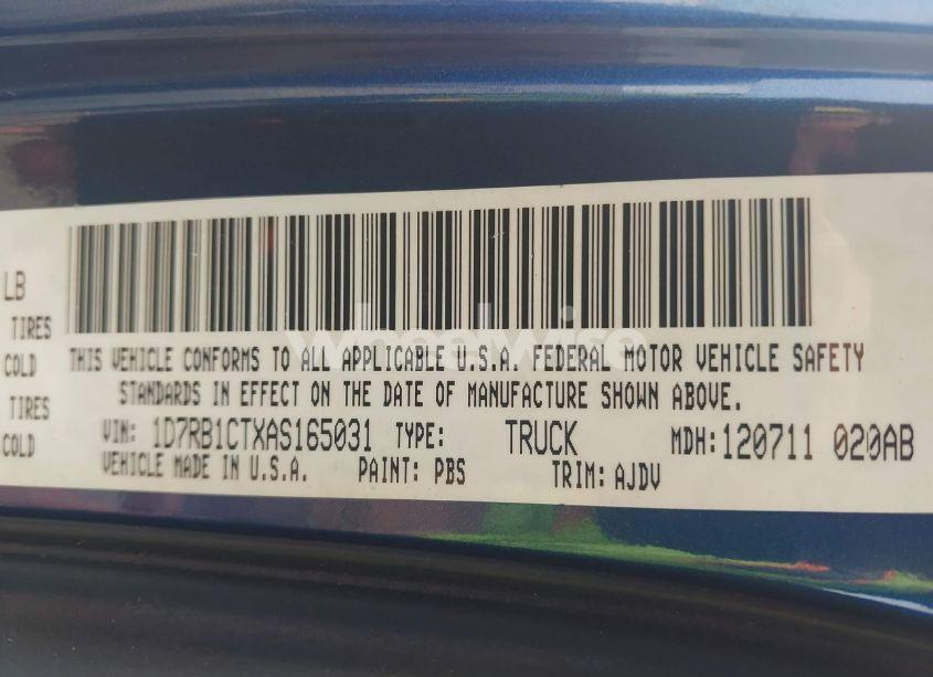 Photo 9 of 2010 Dodge Ram 1500 SLT/SPORT/TRX (VIN 1D7RB1CTXAS165031)