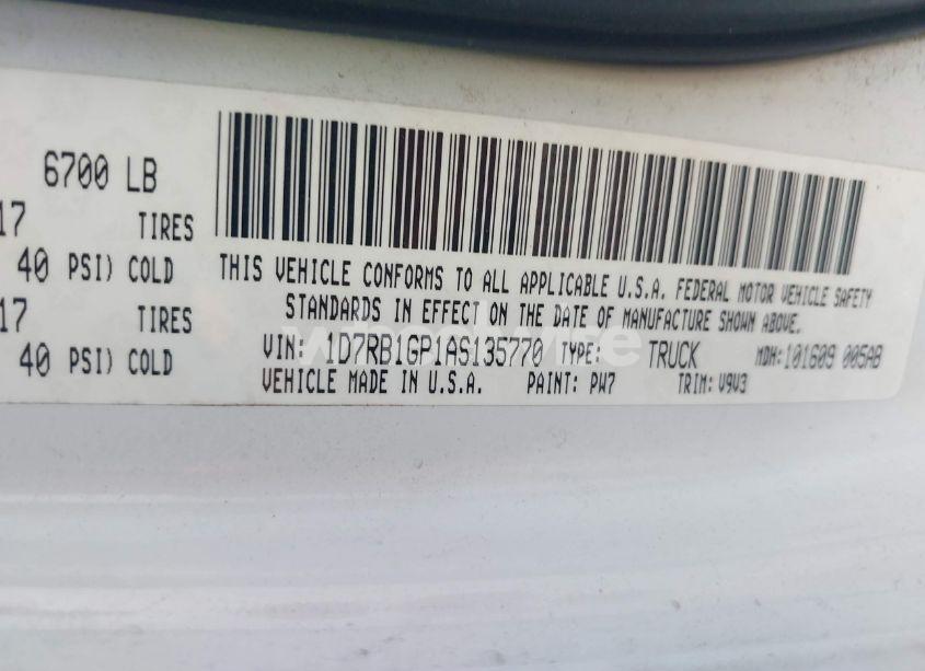 Photo 9 of 2010 Dodge Ram 1500 SLT/SPORT/TRX (VIN 1D7RB1GP1AS135770)