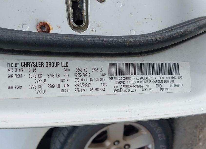 Photo 9 of 2010 Dodge Ram 1500 SLT/SPORT/TRX (VIN 1D7RB1GP5AS249030)