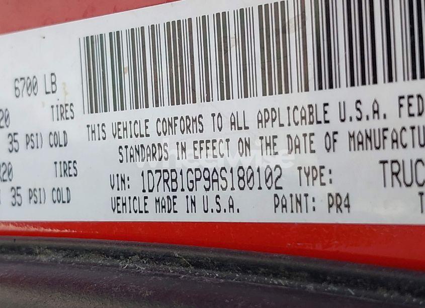Photo 9 of 2010 Dodge Ram 1500 SLT/SPORT/TRX (VIN 1D7RB1GP9AS180102)